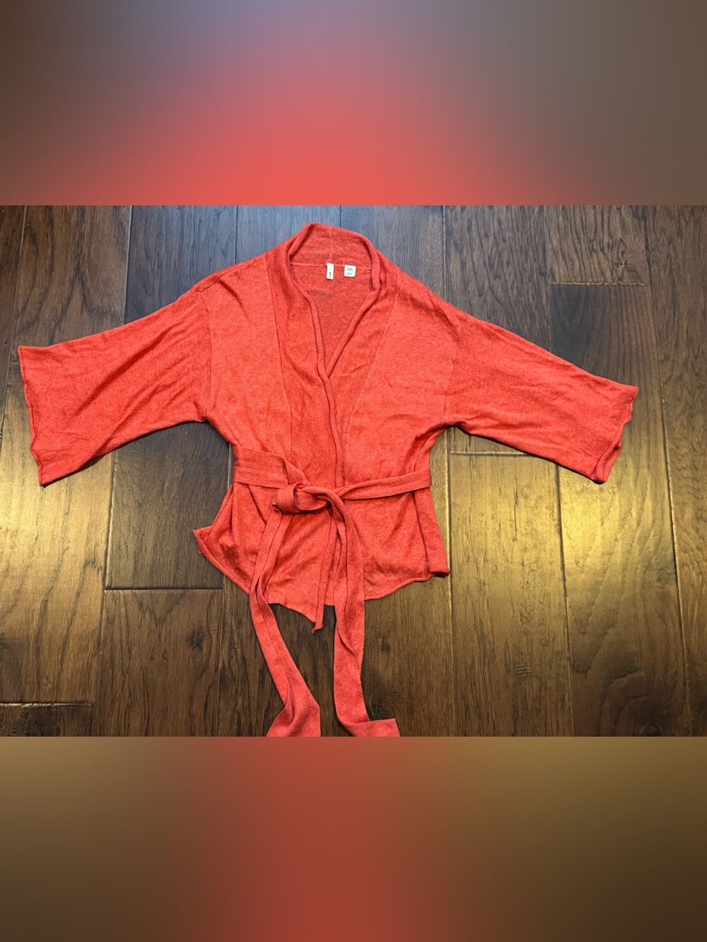 Anthro Moth Draped Kimono Tie Front Cardigan Sweater in Vibrant Orange - Small